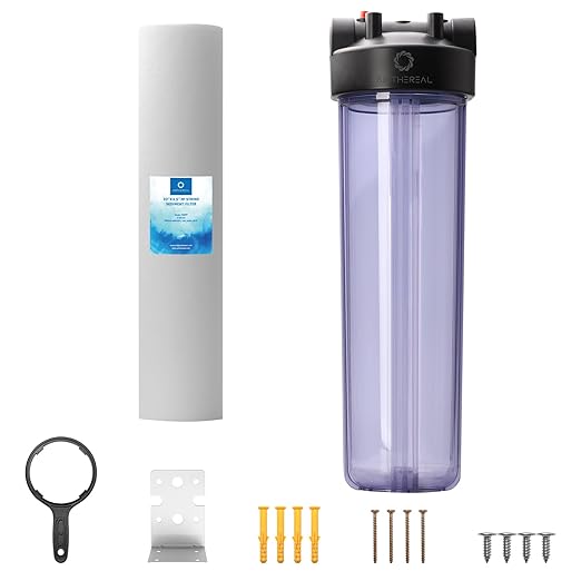 Airthereal Whole House Water Filter Housing, 20" x 4.5" Sediment Carbon Cartridge Universal Housing, Pre-Filtration System for Well and City Water with 1" NPT Port and Include 1-Pack PP Filter
