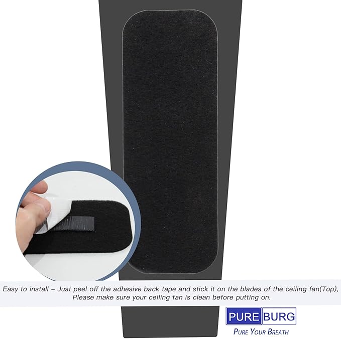 PUREBURG 20-piece Replacement Deodorization Filter For Ceiling Fan All Blade Types Activated Carbon Filters for Home Bedroom Kitchen Office