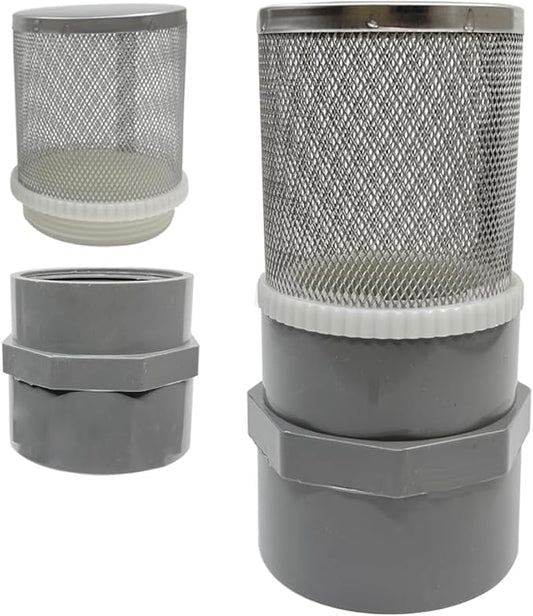 1/2" inch stainless steel filter cover connected to 1/2" grey pvc filter DN15 water pipe, suction strainer used to remove debris and reduce solid entry(1pcs)