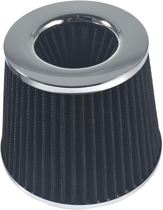 Universal 2.5" 63.5mm High Flow Cold Air Intake Filter fit for Most Cars Intake Piping - Washable Aluminum Cone Design with Stainless Steel Clamp