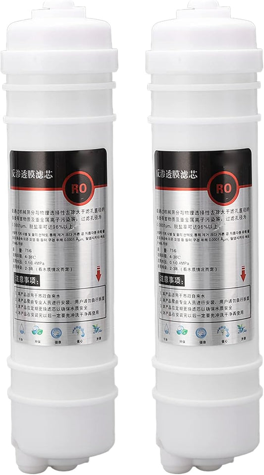 2Pcs Water Purifier Filter Replacement RO Membrane Korean Quick Connect 10in 75g