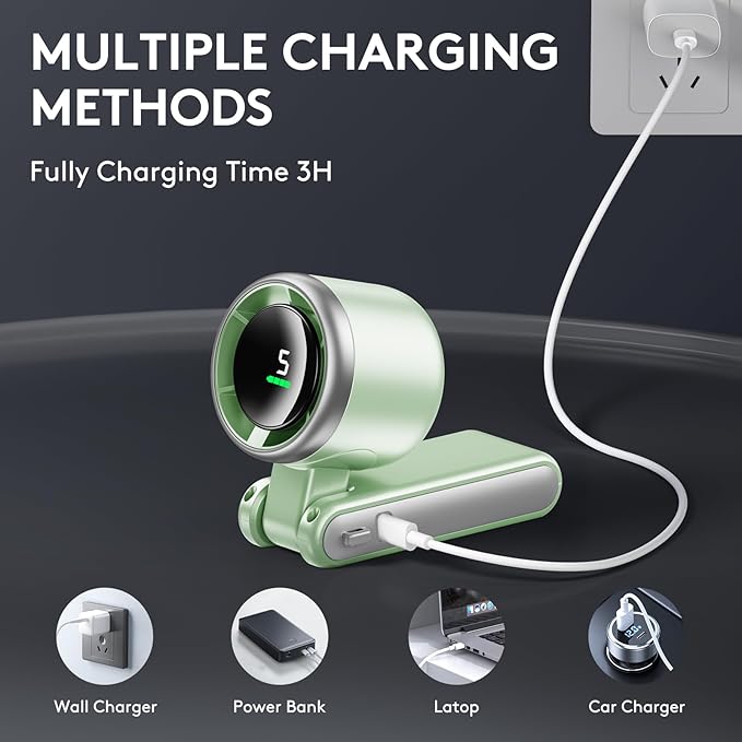 Foldable Handheld Fan - Portable High Speed Rechargeable 10000mAh Mini Turbo With Digital Display, 5 Speed Adjustable Personal Small Pocket, Gifts for Women Men Travel Camp Outdoor Office