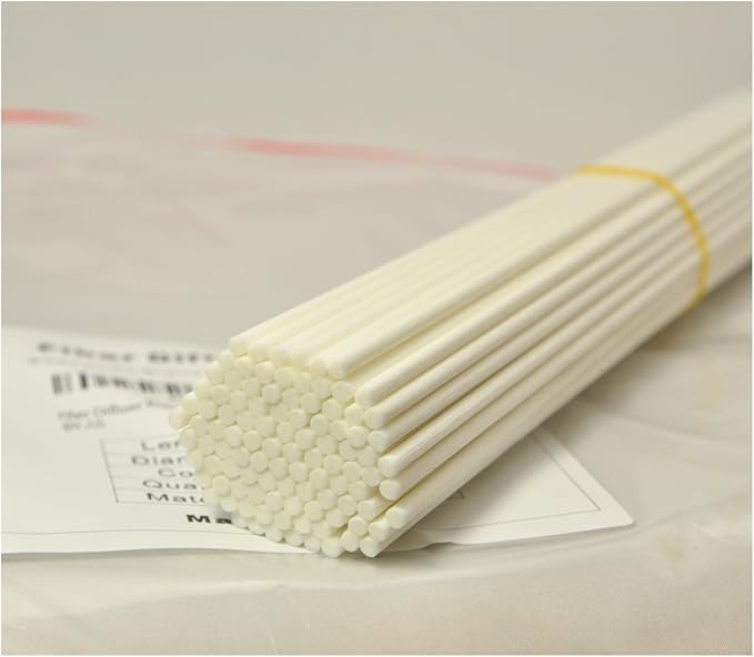 100 Pieces Fiber Reed Diffuser Replacement Refill Sticks (8" x 3mm, White)