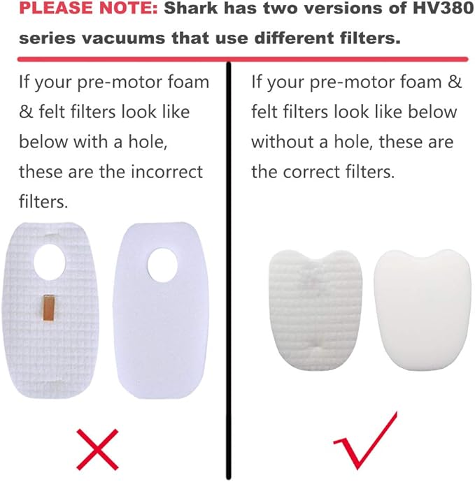 Dttery 6 Pack Filters for Shark Rocket APEX DuoClean Vacuum HV380, HV381, HV382, HV383, HV384Q, UV380, ZS360, ZS361C, ZS362, Replacement Part XPMFK320 XPSTFH380