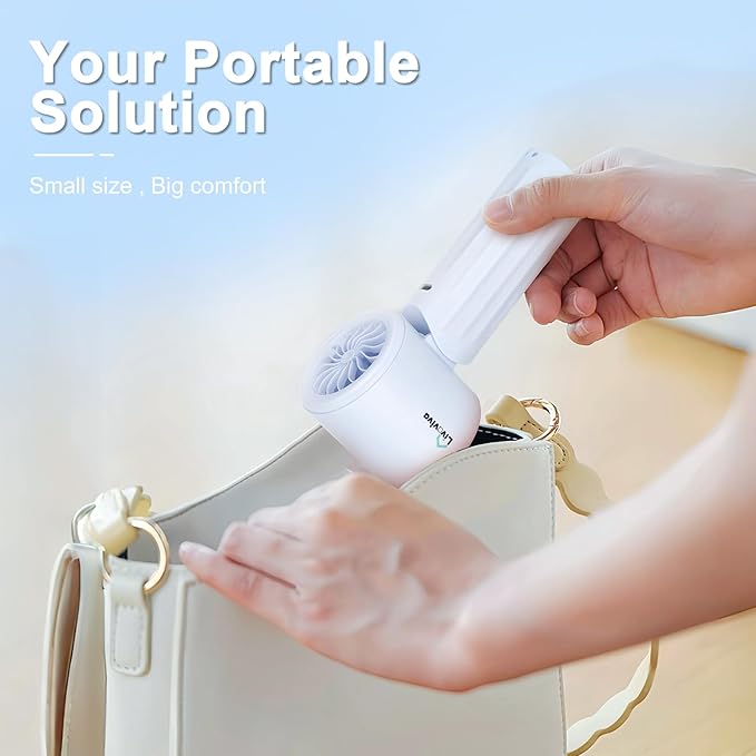 Handheld fan, adjustable blowing angle, mini portable turbo fan, USB Type-C rechargeable, infinitely variable speed high-speed personal fan, 11 Hours Battery Life(Candy Blue)