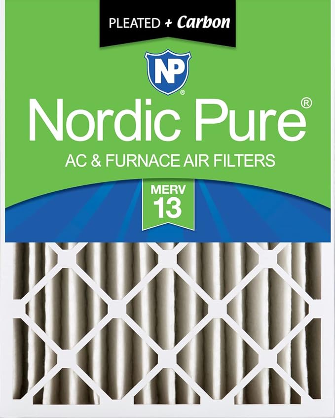 Nordic Pure 20x20x4 (19_1/2 x 19_1/2 x 3_5/8) Pleated Air Filters MERV 13 Plus Carbon 1 Pack