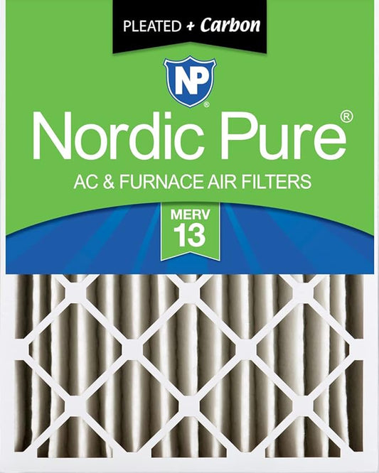 Nordic Pure 16x25x4 (15_1/2 x 24_1/2 x 3_5/8) Pleated Air Filters MERV 13 Plus Carbon 1 Pack