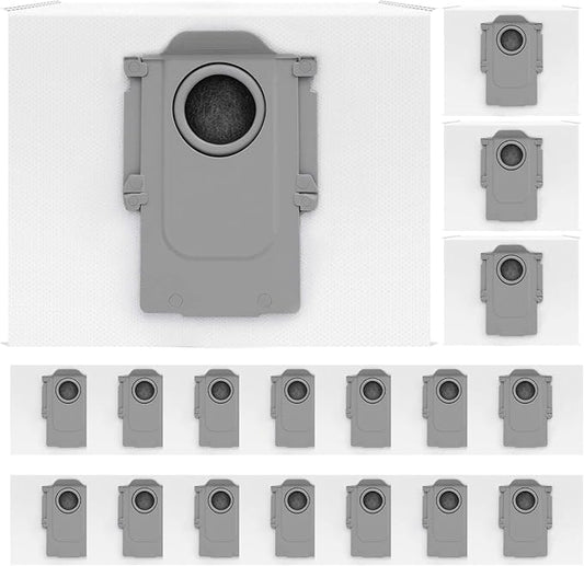 18 Packs Activated Carbon Dust Bag for Roborock S8+, S8 Pro Ultra, Q7/Q7+/Max+/Max, Q5 Max+, Q8 Max+, S7 Pro Ultra/MaxV Ultra/Max Ultra, Q5, Q5+, Q5 Pro+ Robot Vacuum, 3L Large Capacity