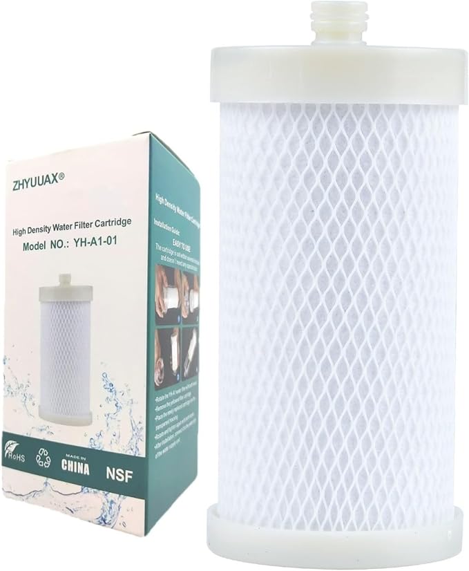 1 Micron High Density Activated Carbon Fibre Cartridge. Replacement Cartridge For Shower Head Filter and Washing Machine Filter, Remove Chlorine Fluoride and Impede Scale, BPA-Free