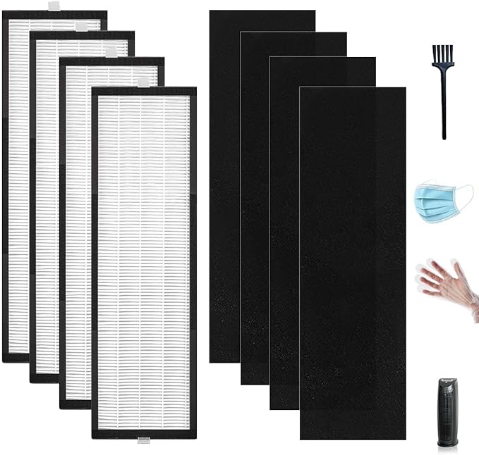 For TF60 TF60-Pure T500 Filter Replacement True HEPA Filter Carbon for Breathe Smart Tower Air Purifier (Includes 4 Hepa & 4 Carbon Filters)