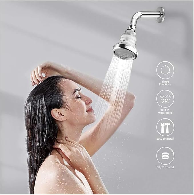 2pcs Shower Head Replacement Filter Cartridge - Chlorine & Flouride Shower Filter and Reduces Dissolved Solids - Hard Water Filter for Water Softener Shower Head