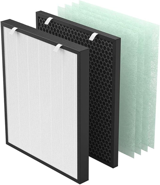 Air400 Replacement Filter for Bissell Air400, 1 H13 True HEPA and 1 Activated Carbon Pack with 4 Pre-Filter, Compared to Part #2521,2520,3365