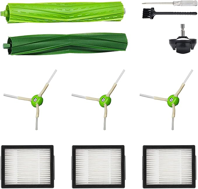 Replacement Parts Accessories for iRobot Roomba i7 j7 i6 i8 i3 i4 i1 e5 e6 I E Series Vacuum Cleaner Includes 1 Pack Roller Brush,Front Caster Wheel,and 3 Pack Filter,Side Brush