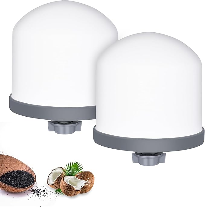 Replacement Ceramic Dome Water Filter with Coconut Shell Activated Carbon， 0.2 to 0.5 micron for Countertop Water Filter System 2PACK