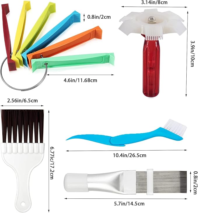 Yishem 7 Pcs Air Conditioner Fin Cleaner Set Air Conditioner Condenser Fin Comb Straightener Comb Fin Cleaning Brush Refrigerator Coil Cleaning Whisk Brush Metal Fin Evaporator Radiator Repair Tool