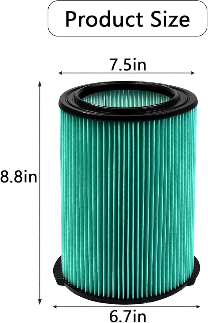 VF6000 5-Layer Pleated Replacement Filter Compatible with Ridgid 5-20 Gallon Wet Dry Vacuums WD5500 WD0671 WD6425 WD7000 WD1280 WD1851 WD1680 WD1956 RV2400A 1400RV RV2600B (2 Pack)