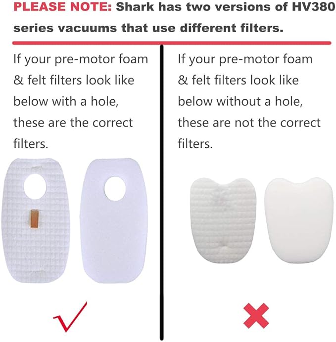 Dttery 3 Pack for Shark Rocket DuoClean HV380 HV380C HV380W HV381 HV381C HV382 HV382BRN HV383 HV384Q Filter Kit, 6 Pre-Filters (3 Foam+3 Felt) and 3 Post-Filters Replacement Part XFFH380 XPSTFH380