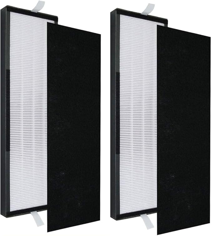 NKA 2-Pack T500 Air Purifier Filter Replacement - Compatible with TF60/TF60-MP, for Breathe Smart Tower Air Purifier，Includes 2 High-Efficiency Filters & 2 Carbon Pre-Filters