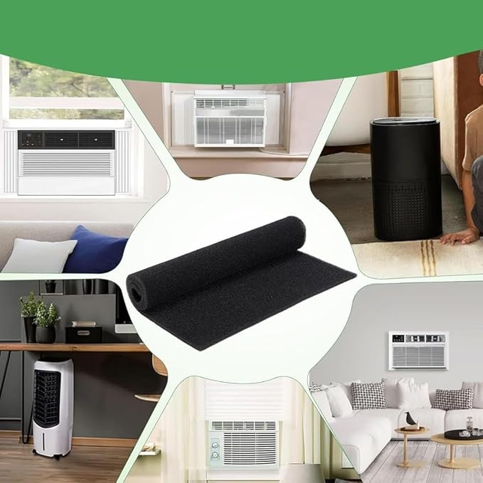 For Window AC Filter Cotton Replacement 2 Pack, 24 x 15 x 1/4 Inch, High Efficiency for Dust Removal