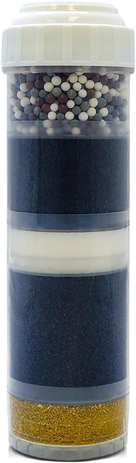 RF-8050 10-Stage Alkaline Filter – 2.5” × 10” Universal Cartridge – KDF-55, Activated Carbon, Alkaline Minerals – Reduces Lead, Chlorine, Heavy Metals, Chemicals, Bad Taste & Odor