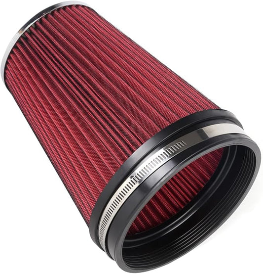 MUGE RACING 6" 152 mm High Flow Inlet Air Filter, Air Intake Cone Filter Replacement Performance Washable Clamp-On Dry, 8'' Tall(Red)