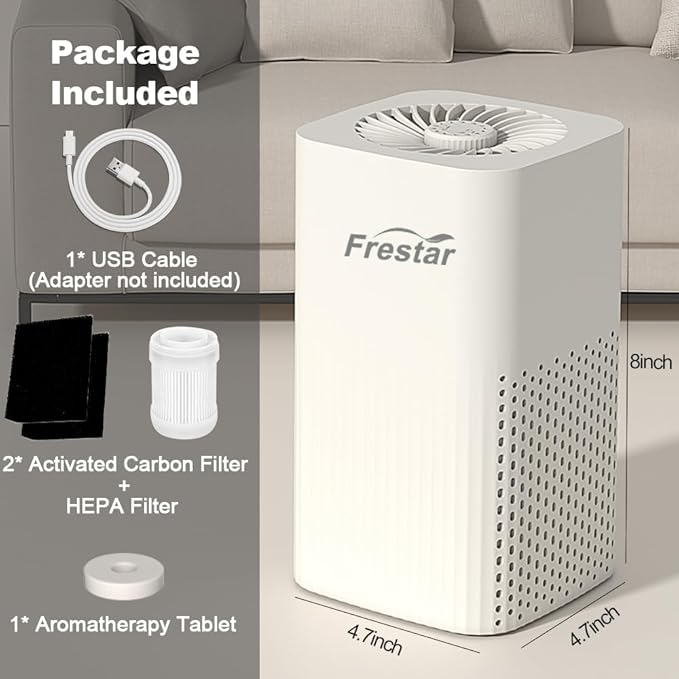 Small Air Purifier and Diffuser 2 in 1 for Office Bedroom Home, Desktop Air Purifier with HEPA Filter for Odor, Dust, Pets, Super Quiet Powered by USB No Adapter (2 in 1 White)