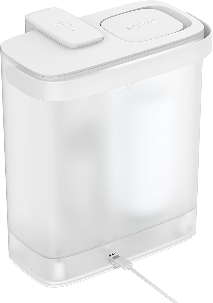 PHILIPS Electric Water Filter Pitcher, Rechargebale Water Dispenser with Pro Filters for 6 Months/180 Gallons, 12-Cup/2.8L Countertop Filtered Water Jug