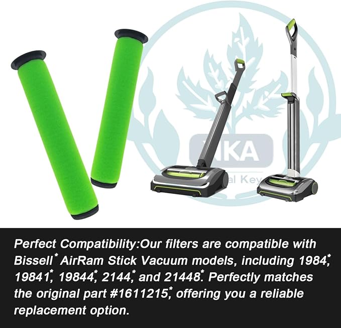 NKA 1611215 Vacuum Filter Replacement Compatible with Bissell AirRam Stick Vacuum Compare to Part # 1611215 for Models 1984 19844 1984B 1984C 2144 21448 19841 Pack of 4