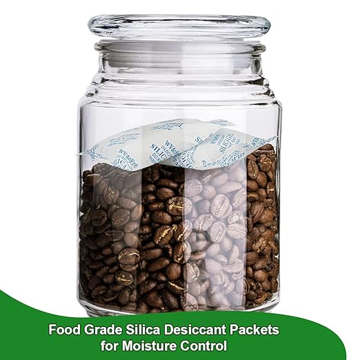 10 Gram(50Packs) Food Grade Moisture Absorber Silica Gel Desiccant Packets for Storage,Desiccant Beads Silica Gel Packs for Moisture Control