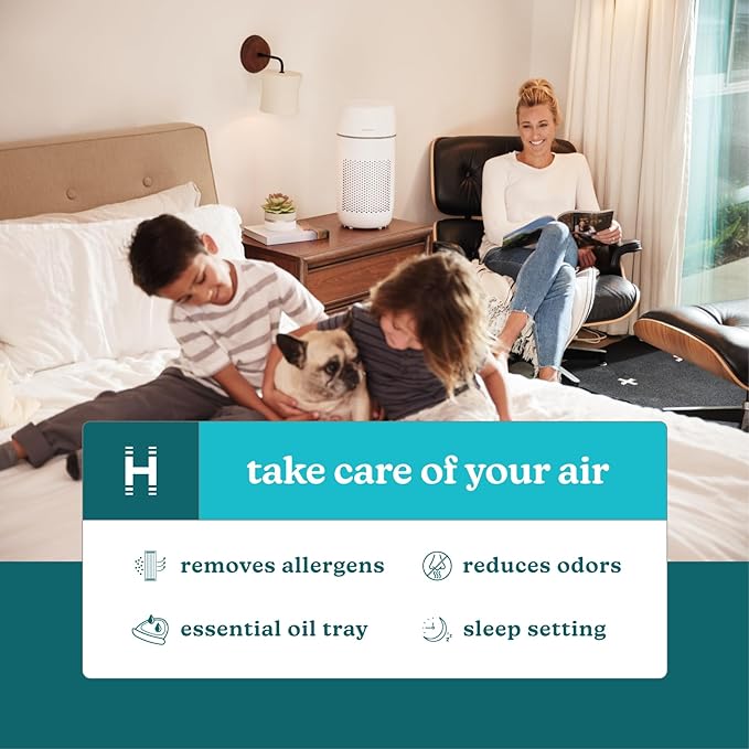 Homedics Air Purifier, 5-in-1 Tower Air Purifier, 99% HEPA-Type Filtration with UV-C Technology and Carbon Odor Filter, 4 Speeds, Essential Oil Aromatherapy Tray, for Medium Rooms