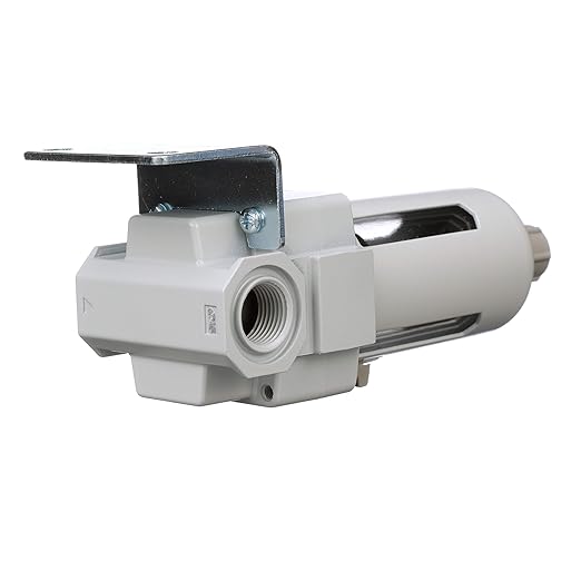 PneumaticPlus SAFM300-N03B Compressed Air Coalescing Filter, 0.1 Micron, 3/8" NPT - Poly Bowl, Manual Drain, Bracket
