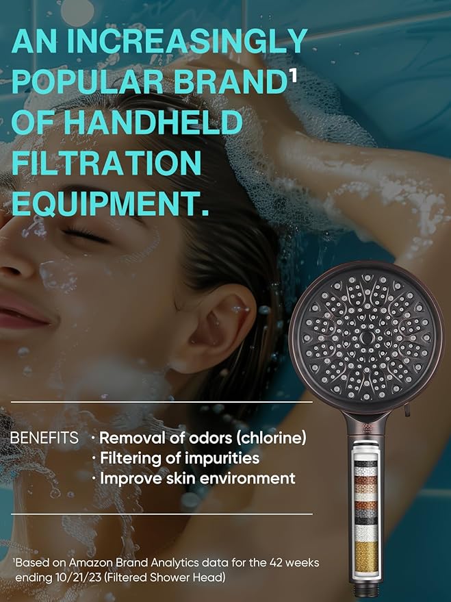 Cobbe Filtered Shower Head with Handheld, High Pressure 6 Spray Mode Showerhead with Filters, Water Softener Filters Beads for Hard Water - Remove Chlorine - Reduces Dry Itchy Skin, Oil Rubbed Bronze