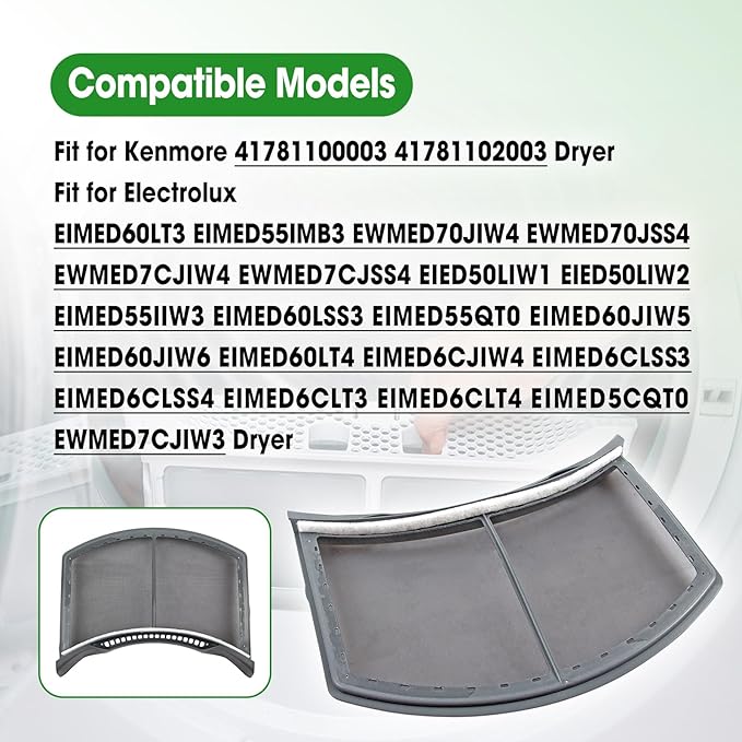 137623900 Dryer Lint Trap Filter Replacement Compatible with Electrolux EIMED60LT3 EIMED55IMB3 EWMED70JIW4 EWMED70JSS4 Kenmore 41781100003 41781102003 Replace 3015965 AP5805190 PS8770145 EAP8770145