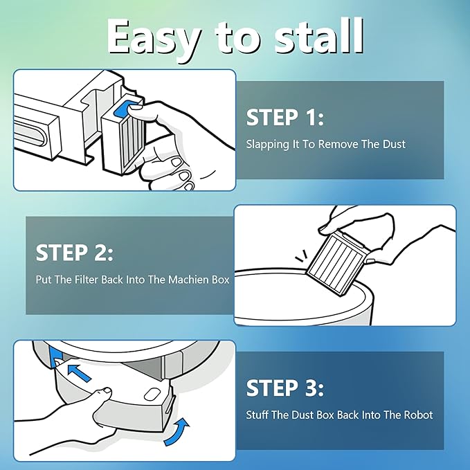 Improvedhand Filters Replacement for i-Robot Roomba E I & J Series i1+ i3 i3+ i4 i5/plus i6 i6+ i7 i7+/plus i8 i8+ E5 E6 E7 Vacuum Cleaner parts 4639161,6 Pack High Efficiency Filters+1 Cleaning Brush