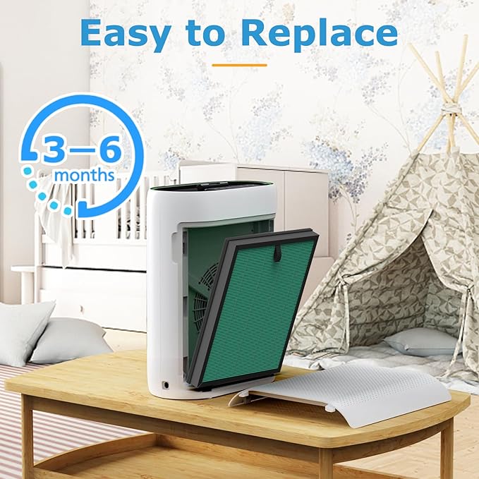 2 Pack MK-D05 Air Filter Replacement for A-EVE MK-D05 Air Purifiers, 4-in-1 HEPA Filter - Pet Dander Version, Green