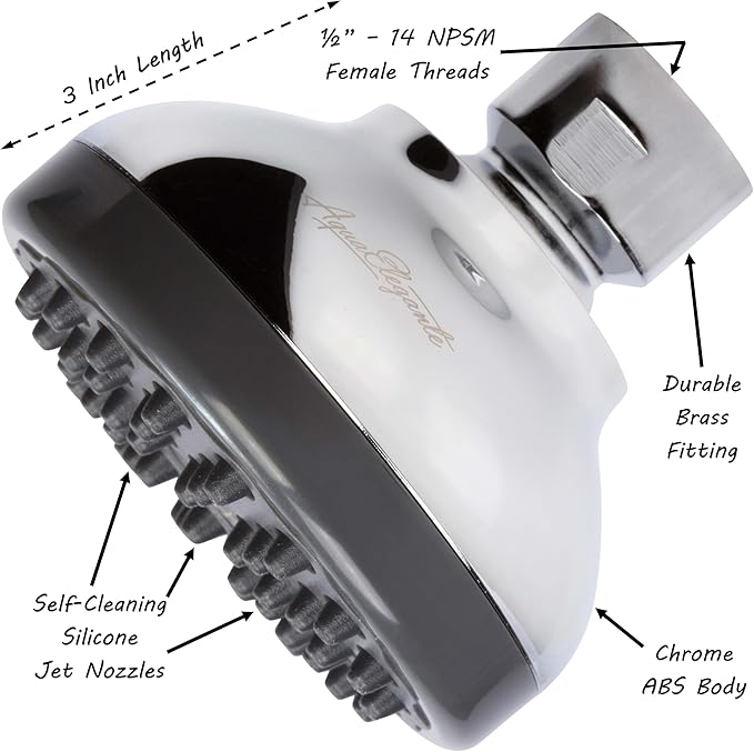 Pressure Boosting Shower Head - High Pressure Water Saver Showerhead Best For Low Flow Showers, 1.8 GPM - Chrome & California Certified
