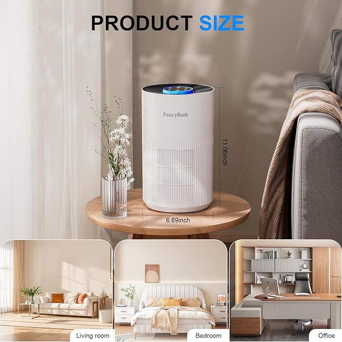 Air Purifiers for Home Bedroom Up to 1000 Ft², H14 True HEPA Room Air Purifiers for Bedroom With Sleep Mode Light Mode & Aroma Function Air Cleaner Smoke Odor Dust Pollen Pet Dander (White)