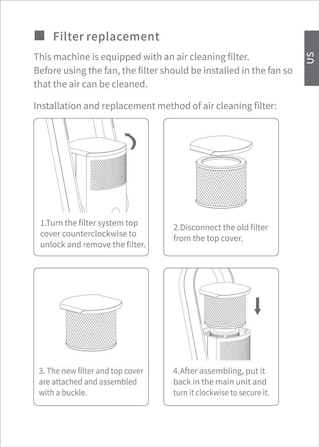 U ULTTY True HEPA Replacement Filters for R022 (SKJ-CR022D, R022D) Bladeless Tower Fan and Air Cleaner Purifier in one, Part # CR022D 1Pack