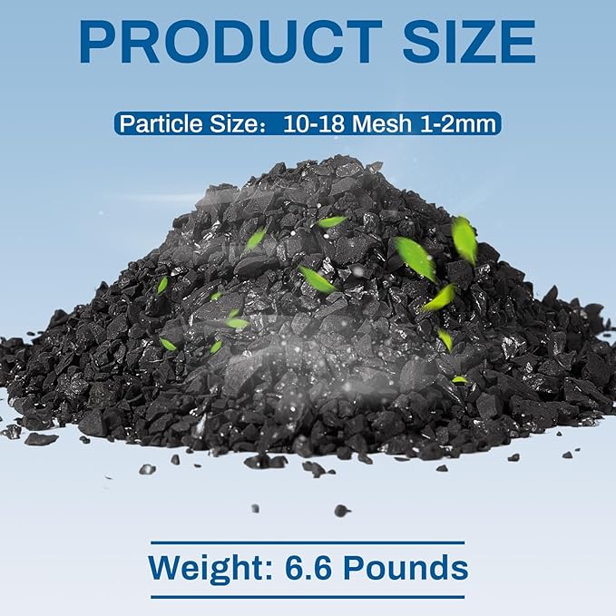 Timgle 6.6 Lbs Bulk Water Air Filter Activated Charcoal Coconut Hull Granular Activated Carbon 10-18 Mesh Water Distiller Charcoal Filters Media for Filtration