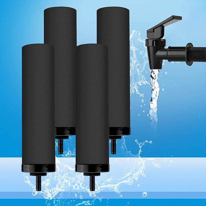 Huining 4PCS Black Filters for Purification Unit Filter Replacement Household Bucket Filtration System Gravity Water Filter System Purifier Survival