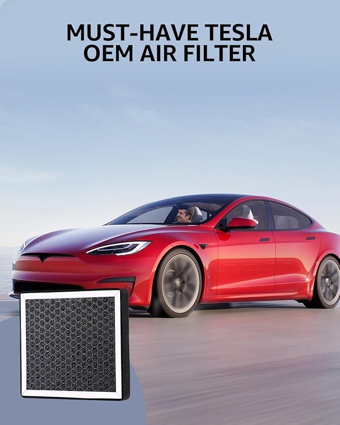 BASENOR 2026 Upgrade Tesla Model S Model X Cabin Air Filter HEPA Replacement Filter Activated Carbon Tesla Model S Plaid Model X Plaid Accessories 2022-2026
