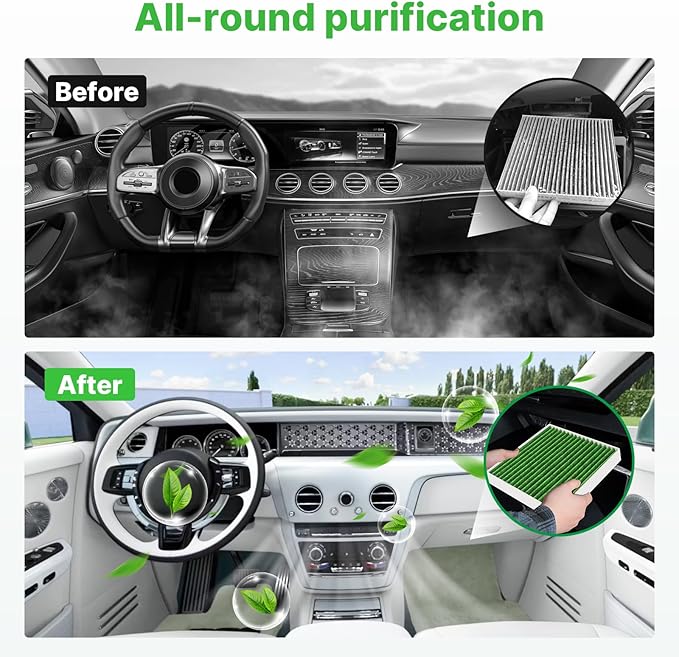 2-Pcs Cabin Air Filter Air Condition with Activated Carbon for Ford Bronco 21-26, Escape 20-26, Explorer 20-26, Maverick 22-26 Cabin Filter for Car Replace for CF12772 Automotive Accessories