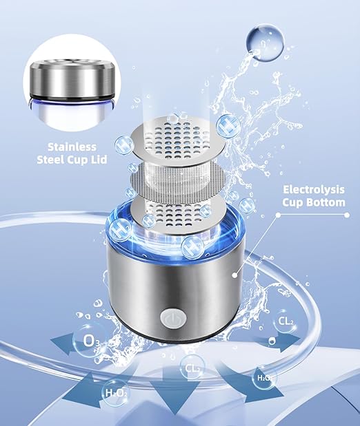 Premium Hydrogen Water Bottle with Advanced Electrolysis Technology, High Borosilicate Glass, Leak-Proof Design, 420ml Capacity, Enhances Skin Health, Sleep Quality, Metabolism, and Vitality