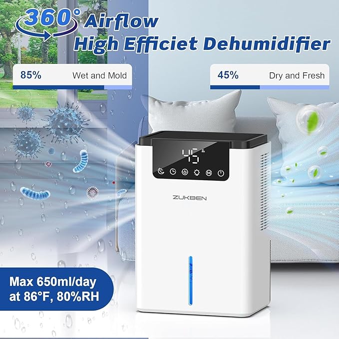 Dehumidifiers(75OZ) for Home,Small Dehumidifier for Bedroom with 2 Dehumidification Modes,Auto Defrost,12 Timer, Portable Quiet Dehumidifiers for Home,Basement,Bathroom,RV