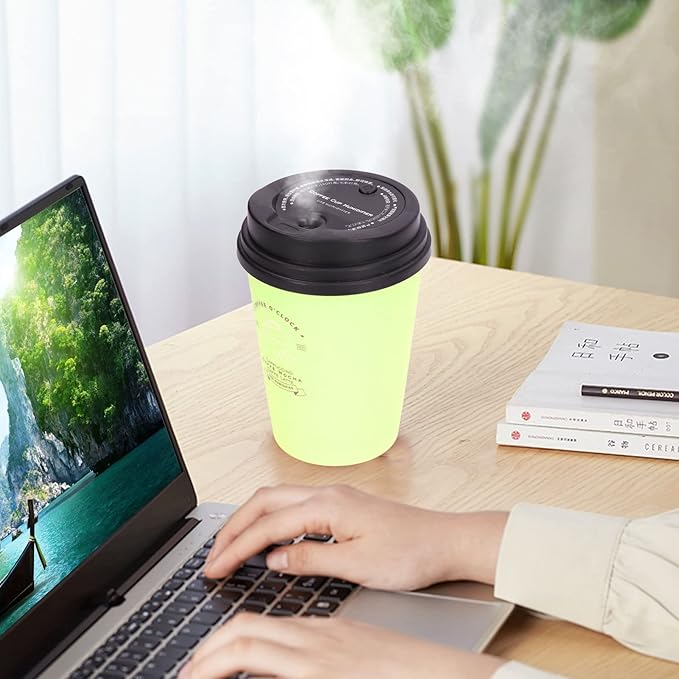 USB Mini Humidifier, Car Diffuser & Desk Humidifier - Low Noise Auto Off, Portable & Cute (Green)
