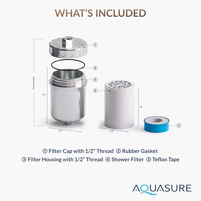 Aquasure 10,000 Gallons High Capacity Shower Filter For Healthier Hair, Skin & Nails | Improves Dry Itchy Skin, Reduce Dandruff, Eczema, Protect Colored Hair (Matte Black)