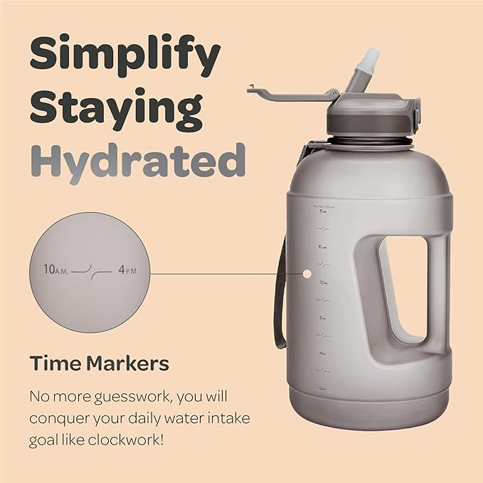 Hydracy Water Bottle with Time Marker -Large BPA Free Water Bottle & No Sweat Sleeve -Leak Proof Gym Bottle with Fruit Infuser Strainer & Times to Drink -Ideal for Fitness Sports & Outdoors