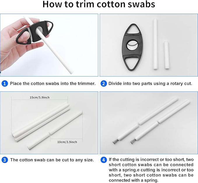 10-Pack Humidifier Filter Cotton Replacement Core, Trimmable Cotton Stick for USB-Powered Smart Humidifiers - Compatible with Cars, Offices, Bedrooms, Mini Humidifier Accessories (5.91 Inch)