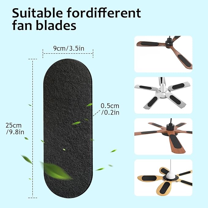 Ceiling Fan Filters for Blades Easy-Stick Strong Fixity Activated Coconut Carbon Fan Filter for Ceiling Fan, Universal Fan Blade Air Fresh Purifier Cat Litter Box Filter, White (Black-15pcs)