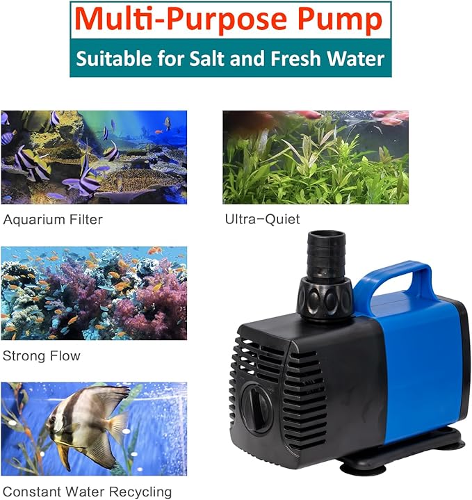 1190 GPH Submersible Pump(4500L/H,35W) Ultra Quiet Adjustable Amphibious Internal External Water Pump For Pond,Aquarium,Fish Tank,Fountain,Hydroponics,Statuary,Sump Pump - 9 Pcs